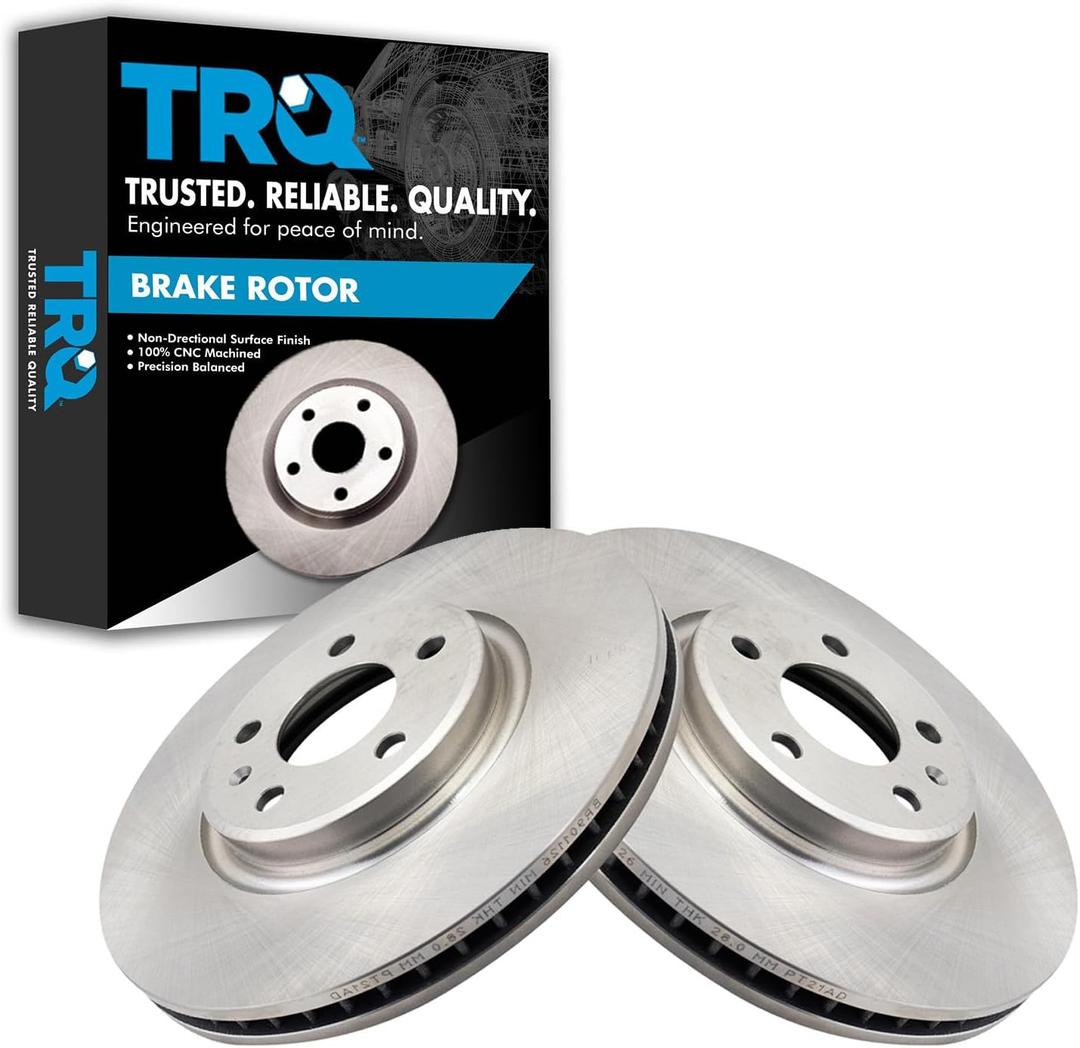 TRQ Front Brake Rotor Set Vented Compatible with 2009-2016 Audi Q5 2011-2016 A4 A4 Quattro 2011-2016 A5 A5 Quattro 2012-2018 A6 A6 Quattro 2012-2016 A7 Quattro 2013-2016 allroad