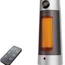 Space Heater with Remote, 15.7" Electric Tower Heater for Indoor Use,Fast Heating PTC Ceramic Heater Thermostat,45° Oscillation, 12H Timer, Quiet and Safe for Home Bedroom & Office