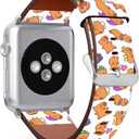 Mingdao Compatible with Apple Watch Series 10 9 8 7 6 5 4 3 2 1 SE, 38mm 40mm 41mm 42mm Patterned PU Leather Band Replacement Strap, Capybara MD3125