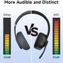 AOC Wireless Headset with Mic for Work, Bluetooth 5.4 Headphones with Noise Canceling Microphone, USB C, 30H, Clear Calls & Mic Mute for PC, Laptop, Cell Phones, Zoom - Black