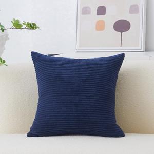 Home Brilliant Euro Sham Striped Decorative Corduroy Pillow Cover 24x24 Velvet Large Couch Throw Pillow Cover for Bedroom, 24 inch (60cm), Navy Blue