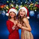 SJOLOON Blue Christmas Backdrops for Photography Ball Backdrop Xmas Backdrop Holiday Photo Background for Christmas Party Decoration Family Gathering Studio Props 11969 (7x5FT)