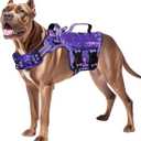 Dog Harness for Large Dogs Heavy Duty, No Pull Tactical Dog Harness with Molle System, Easy On and Off Service Dog Vest, Breathable Padded, Adjustable Reflective Pet Vest for Walking Hiking Training (XL(Neck:21-32",Chest:26-39"),75-135 lbs, Purple Camo)