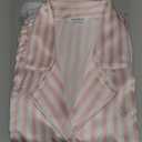 THXSILK Silk Women's Pajama 2-Piece Set, Large Size 6A Pure Mulberry Silk Soft Luxury V Neck Pink Striped Long Sleeve Tops Nightwear with Long Pants