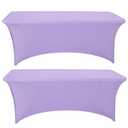 Hanbertti 2 Pack Spandex Table Covers Stretchable Tablecloth Universal Rectangular Fitted Tablecloth Protector Wrinkle Free Table Covers for Party, Wedding Birthday, Banquet(Lilac,8ft)