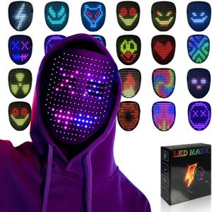 MOYACA Led Mask Light up Mask with Gesture Sensing, Cool Glowing Toys Masks Great Gift for Halloween Christmas Costume Party (Black)