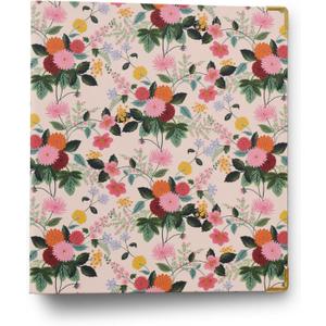 RIFLE PAPER CO. Dahlia Classic Binder - 1" Three-Ring Binder with Illustrated Floral Cover, Holds 175 Pages, 3 Tabbed Dividers and 6 Adhesive Labels, Reinforced Metal Corners