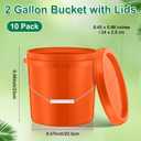 Tioncy 10 Pcs 2 Gallon Plastic Bucket with Lid Heavy Duty 2 Gallon Bucket Pail with Lid Handle for Storage Container Home Household Cleaning (Orange)