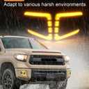 LED Fog Lights Bezel for Toyota Tundra 2021-2014 DRL Daytime Running Lights Amber Turn Signal Fog Lamps Cover