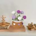 Knitting Crochet Flowers Potted Plants: Artificial Knitted Potted Flowers for Home Office Decoration (Purple Roses)