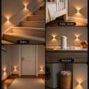 WILLED Rechargeable Motion Sensor Stair Lights Indoor, Warm White Magnetic Stick-on Battery Powered Night Lights for Stairway, Hallway, Bedroom, Closet, 6 Pack
