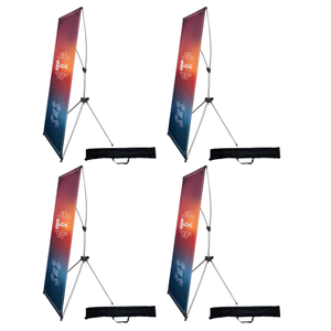 USCNC X Banner Stand Adjustable Fit Banner 23 x 63 to 32 x 78 Inch(STAND ONLY), Portable Travel Bag,Suitable for advertising, stores, exhibitions, restaurants, events, birthday parties, and other occasions (4 Pack)