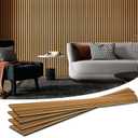 Art3d 4-Pack Acoustic Wood Slat Wall Panels for Interior Decor, 3D Fluted Sound Absorbing Wood Paneling for Accent Wall Ceiling Kitchen Living Room Bedroom Office, 94.5 x 7.9 inch Warm Teak