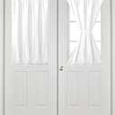 Hiasan French Door Curtains Privacy, Rod Pocket Semi Sheer Front Curtain for Door Window, 1 Panel (White, W 24 inch x L 40 inch)