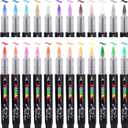 POMAC Acrylic Paint Markers Pens Brush Tip, 24 Assorted Colors Drawing Liquid Paint Marker Waterproof, Water-Based Acrylic Markers for Fabric, Canvas, Rock, Glass, Wood, DIY Crafts and Art Supplies