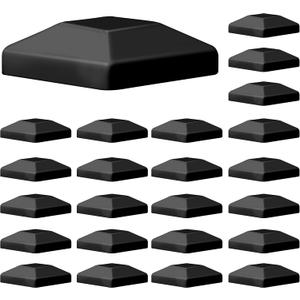 TonGass (24-Pack, Black) 4"x4" (3 5/8") Wood Fence Post Caps - Wooden Fence Cover Deck Post Cap, Durable Plastic Water-Proof and UV-Proof, Protect Wooden Poles from Cracking and Rotting