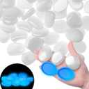 Landical 100 Pcs Large Glow in The Dark Rocks Pebbles Outdoor Fish Tank Rocks Aquarium Gravel Luminous Stones for Walkway Succulent Plant Halloween Decor (White,1.8 Inch)