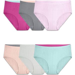 Fruit of the Loom Women's Breathable Underwear, Moisture Wicking Keeps You Cool & Comfortable, Available in Plus Size (9, Micro Mesh - Low Rise Brief - 6 Pack - Colors May Vary)