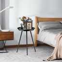 Round Side Table, Small Round End Table Bedside Table, Metal Patio SideTable for Living Room, Bedroom Patio Yard Porch Garden Balcony Bedside Plant Stand Indoor Outdoor, 13 * 21.25 Inches