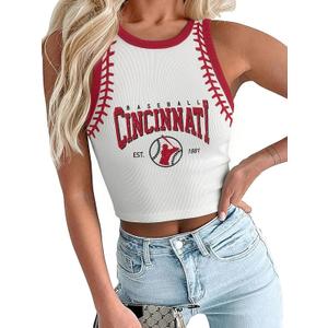 BANGELY Baseball Tank Top Women Baseball Fans Knit Shirts Cute Y2K Graphic Tank Casual Workout Summer Sleeveless Vest Top (White, XL)