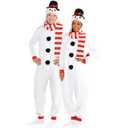 Wizland Fleece Snowman Costume for Adult Olaf Costume Women Hoodied Frozen Onesie Adult Plush One Piece Snowman Onesie Christmas S (S)