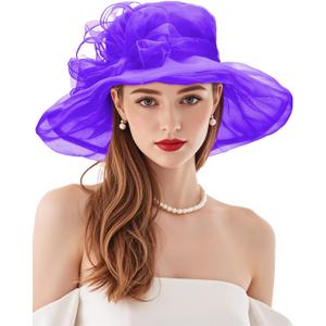 Century Star Kentucky-Derby hat Fascinator Hats for Women 2025 Floral Tea Party Bridal Church Wedding Headwear (One Size, Purple)