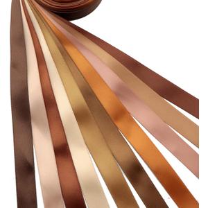 Double Face Polyester Satin Ribbon Brown Series Silk Smooth Satin Ribbon 16mm 5/8" x 2 Yards/Roll Total 20 Yards for Gift Wrapping Bows Making (Brown)