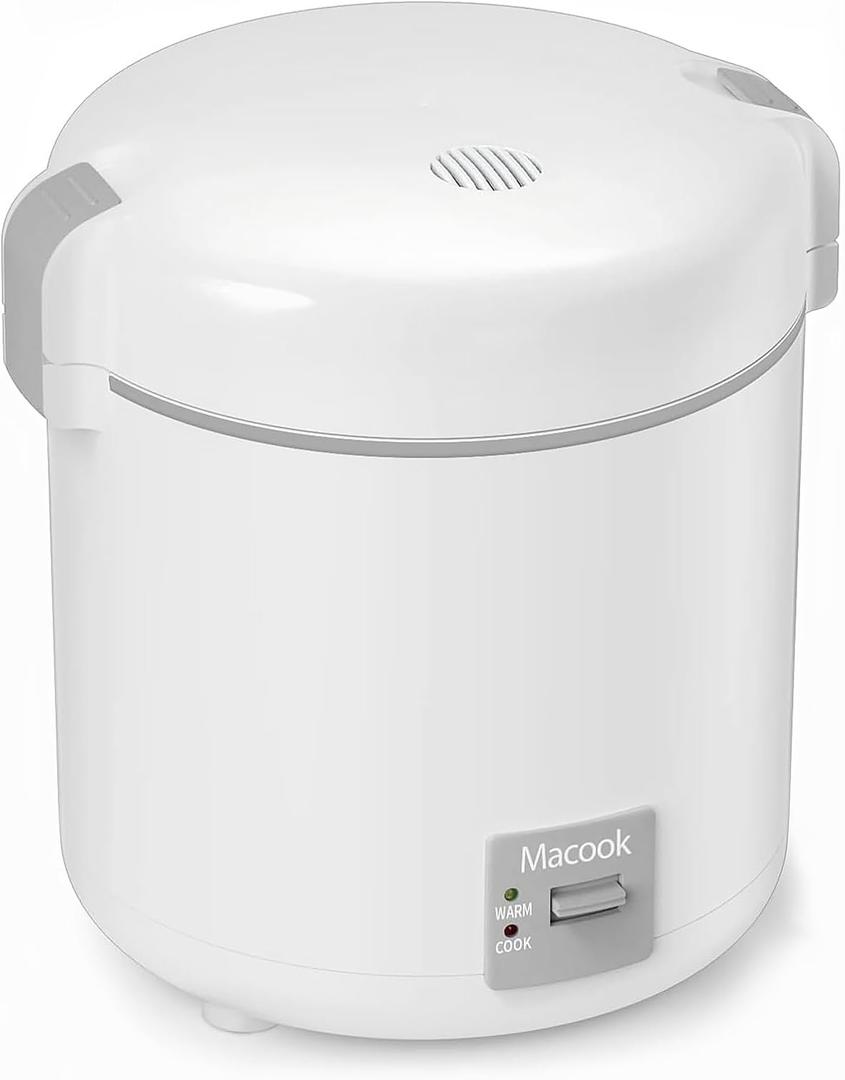 Rice Cooker Small 1-1.5 Cups Uncooked(3 Cups Cooked), Mini Rice Cooker with Removable Nonstick Pot, One Touch&Keep Warm Function, Travel Rice Cooker for Soup Grain Oatmeal Veggie, White