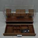 ROTHWELL Luxury Watch Display Case for 4 Watches  Leather Watch Box with Acrylic Cover and Removable Slide in Cushions  Accessory Drawer with Multiple Configurations (Tan/Brown)