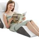 BDEUS 4PCS Bed Wedge Pillow Post Surgery, Orthopedic Sleeping Wedge Pillow Set for Back, Neck and Leg Pain Relief, Acid Reflux, GERD, Memory Foam Support Pillows for After Surgery, White
