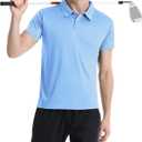 5 Pack Polo Shirts for Men Dry Fit Short Sleeve Golf T-Shirt Moisture Wicking Collared Casual Work Tops