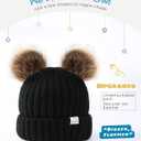Hat Hut Toddler Beanie Satin Lined Beanie for Baby Winter Hats for Kids Pom Pom Beanie for Boys Girls