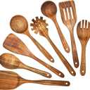Teak Wooden Spoons for Cooking - 8Pcs Kitchen Utensils Set With Spatulas