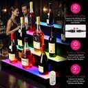 4-Tier LED Lighted Bottle Display Shelf, 23.6"x 15.8"x 12.6" Acrylic Bar Rack with Remote Control & Music Sync, Holds 24 Bottles, RGB 9 Colors for Home Bar, Pub, Party