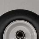 9x3.50-4 Flat Free Lawn Mower Tire and Wheel, Smooth Tread Tire for Zero Turn Mowers, Installed 3/4" Bearing with Extra 5/8" Bearing, 3.5"-4"-4.5"-5" Centered Hub, 2 PCS