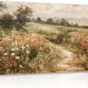 LLEEMPI Framed Vintage Wildflower Wall Art, Country Botanical Wall Decor, Floral Meadow Nature Canvas Painting, Rustic Farmhouse Poster Print for Living Room Bedroom Bathroom Office 16x24 Inch