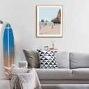 KISSFOX OAK Wood Framed Wall Art Coastal Wall Decor Beach Canvas Art Summer Pictures Surf Paintings Travel Posters Aesthetic Artwork For Bedroom Office Living room, 16"L x 20"W