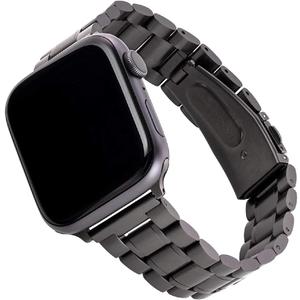 WITHit Designer Band Compatible with Apple Watch, Secure, Adjustable, Apple Watch Replacement Band, Fits Most Wrists, 44/45/46/49mm (Ultra 1-3) & 42mm (Series 1-3 Only), Black/Stainless Steel