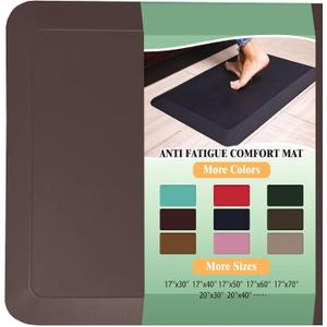 1" Extra Thick Anti Fatigue Floor Mat 30" L x 20" W,Kitchen Mat, Standing Desk Mat,140D Advanced PU Foam Ergonomic Comfort at Home, Office, Garage, Sink (Chocolate)