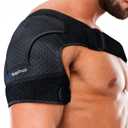 Suptrust Shoulder Brace for Men and Women: Adjustable Shoulder Wrap for Pain Relief, AC Joint, Torn Rotator Cuff, Injuries, Tendonitis - One Size Regular/Dark Black