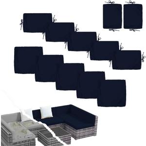 Outdoor Patio Cushion Covers, Washable Patio Cushion Covers Replacement, Outdoor Sofa Slipcovers Fit for Porch Wicker Rattan Sectional Couch Chair Furniture Set (12, Navy Blue)