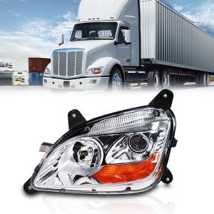 Fit for 2011-2023 Peterbilt 579 587 Class 8 Truck Projector Headlight Headlamp Chrome Housing Assembly Replacement Left