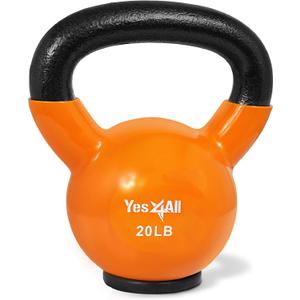 Yes4All Kettlebells Rubber Base, Kettlebell Set for Women, Strength Training Kettlebells Weights  (E. 20LB - Orange)