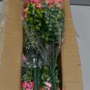 Grunyia 10 Bundles Artificial Fake Flowers, Faux Outdoor Plastic Plants UV Resistant Shrubs Outside Indoor Decorations (Pink-Eucalyptus)