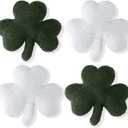 Bencailor 4 Pcs St. Patrick's Day Shamrock Pillow Plush Shamrock Shaped Throw Pillows Holiday Decorations for St Patrick's Day Irish Sofa Office Living Room Couch Car Decor(Green White)