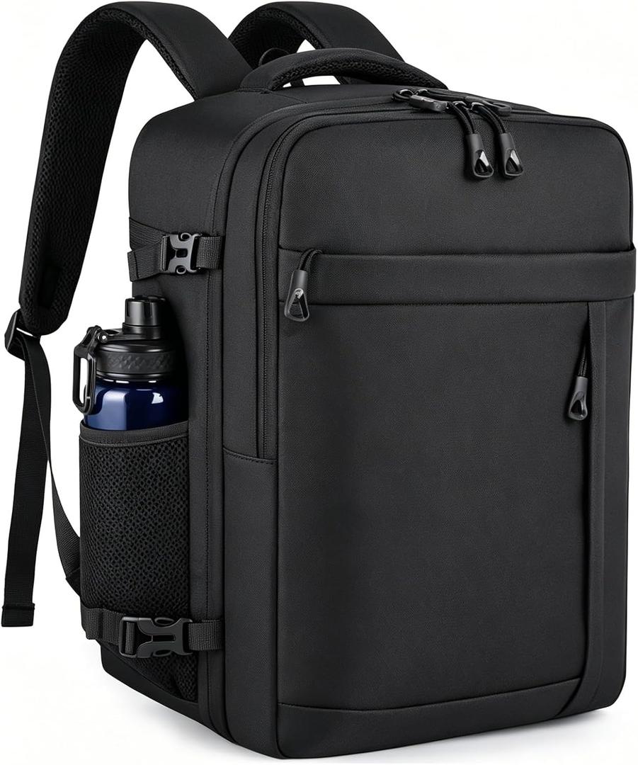 HILOMON Black Travel Backpack for Men Women, TSA Approved Personal Item Size 18x14x8 Under Seat Backpack for Airplanes 15.6inch Laptop 30L Luggage Carry On Bag