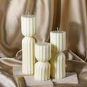 Conelist Ribbed Pillar Candles Set of 3 Width 2.4" High 5.5" 7" 9" Handmade Scented Soy Wax Candle Natural Aesthetic Candles Housewarming Gift Decorative Candles for Home Decor(White)