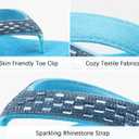 ONCAI Women's Wedge Flip Flops with RhinestoneRecovery Dressy Walking Sandals for Women with Comfortable Arch Support Cushion Yoga Mat Summer Rubber Soles(US Size 5-11) (Blue)