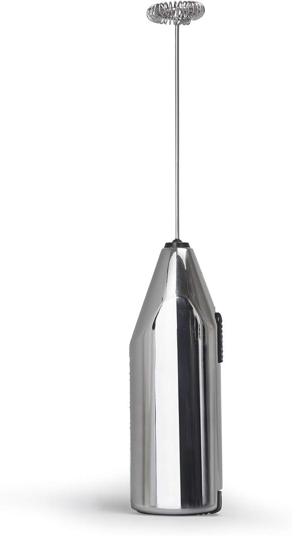 Primula Milk Frother, Handheld Whisk, Drink Foamer, Mini Blender Mixer For Coffee, Frappe, Bulletproof, Matcha, Espresso. Battery Operated, Easy To Clean And Use, Chrome (One Size)