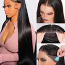 Ebarly 13x6 HD Lace Front Wigs Human Hair Pre Plucked Pre Bleached Small Knots 200 Density Straight Glueless Wigs Human Hair Pre Cut Upgraded Ear to Ear Invisible Drawstring Wig with Tapes 26 Inch